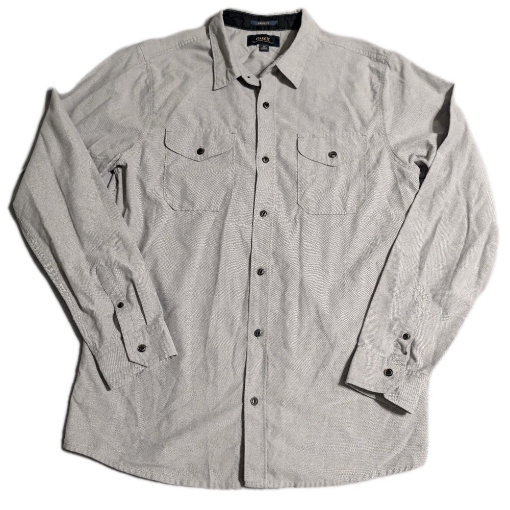 Roark RW556 Adventure Button Up Shirt Mens M Organic Cotton Utility Gray
